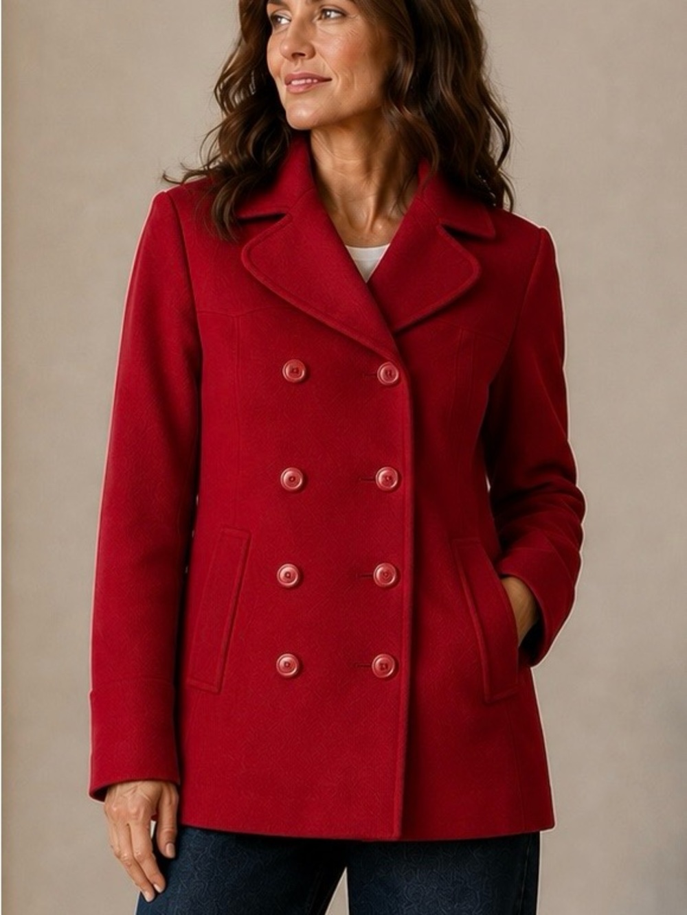 Levi's Double-Breasted Red Peacoat